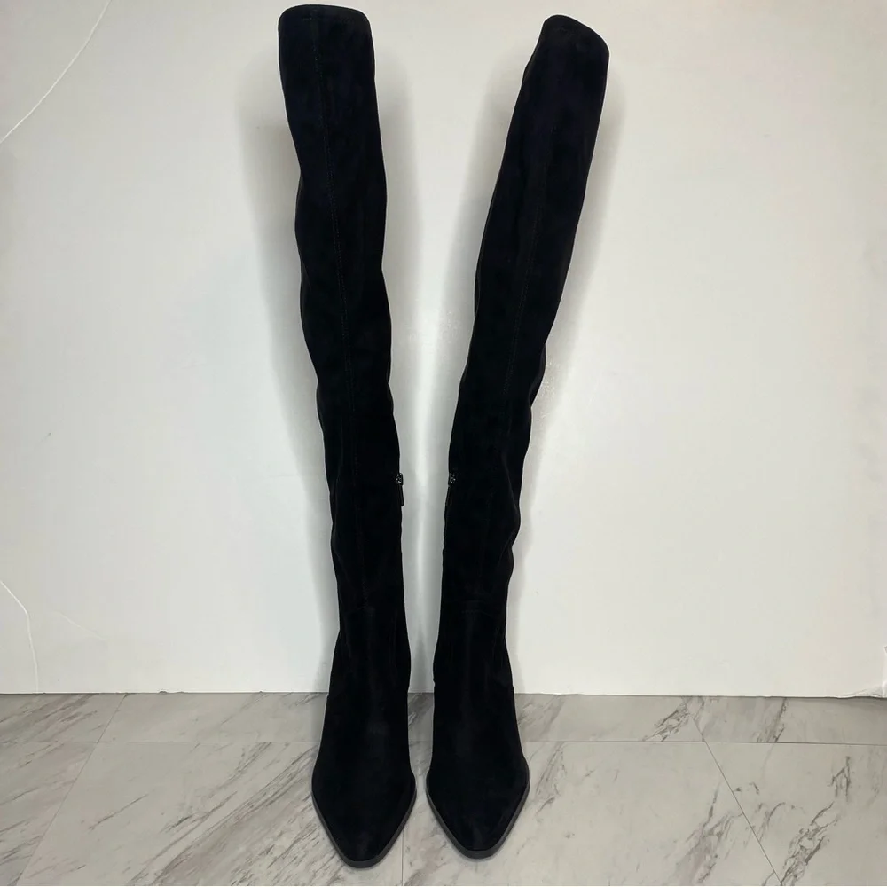 Marc Fisher Gwyneth Black Faux Suede Heeled Over The Knee Boot 10M